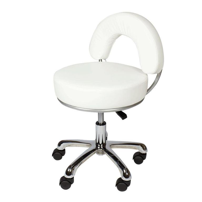 Стул мастера Мэдисон МД-2118 низкий, на колесиках, со спинкой, белый