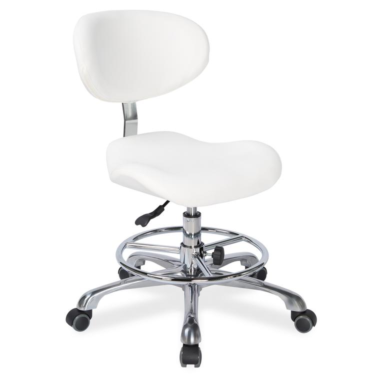 Стул мастера Mizomed MZ 1026DB2 на колесиках, со спинкой, белый