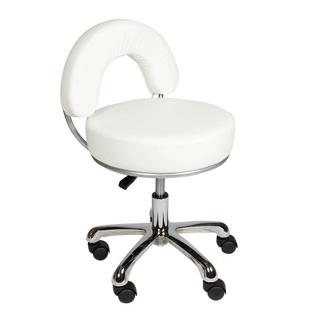 Стул мастера Мэдисон МД-2118 низкий, на колесиках, со спинкой, белый